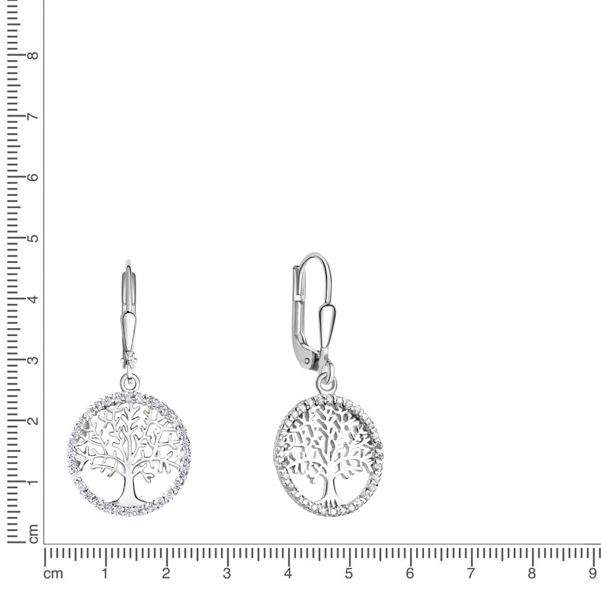 Ohrhänger 925 Sterling Silber rhodiniert Lebensbaum Zirkonia - Avrum