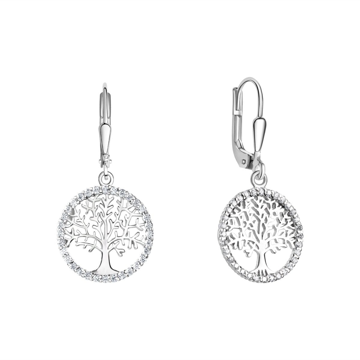Ohrhänger 925 Sterling Silber rhodiniert Lebensbaum Zirkonia - Avrum