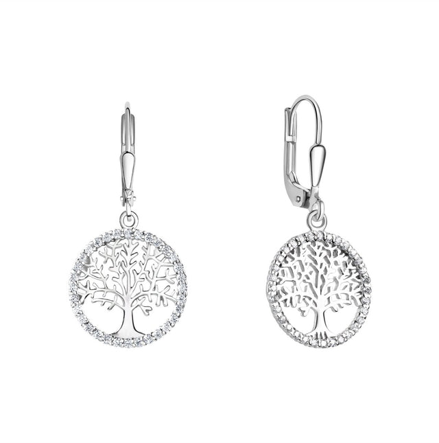 Ohrhänger 925 Sterling Silber rhodiniert Lebensbaum Zirkonia - Avrum