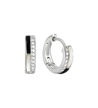 Creolen 925 Sterling Silber rhodiniert Perlmutt Onyx Zirkonia - Avrum