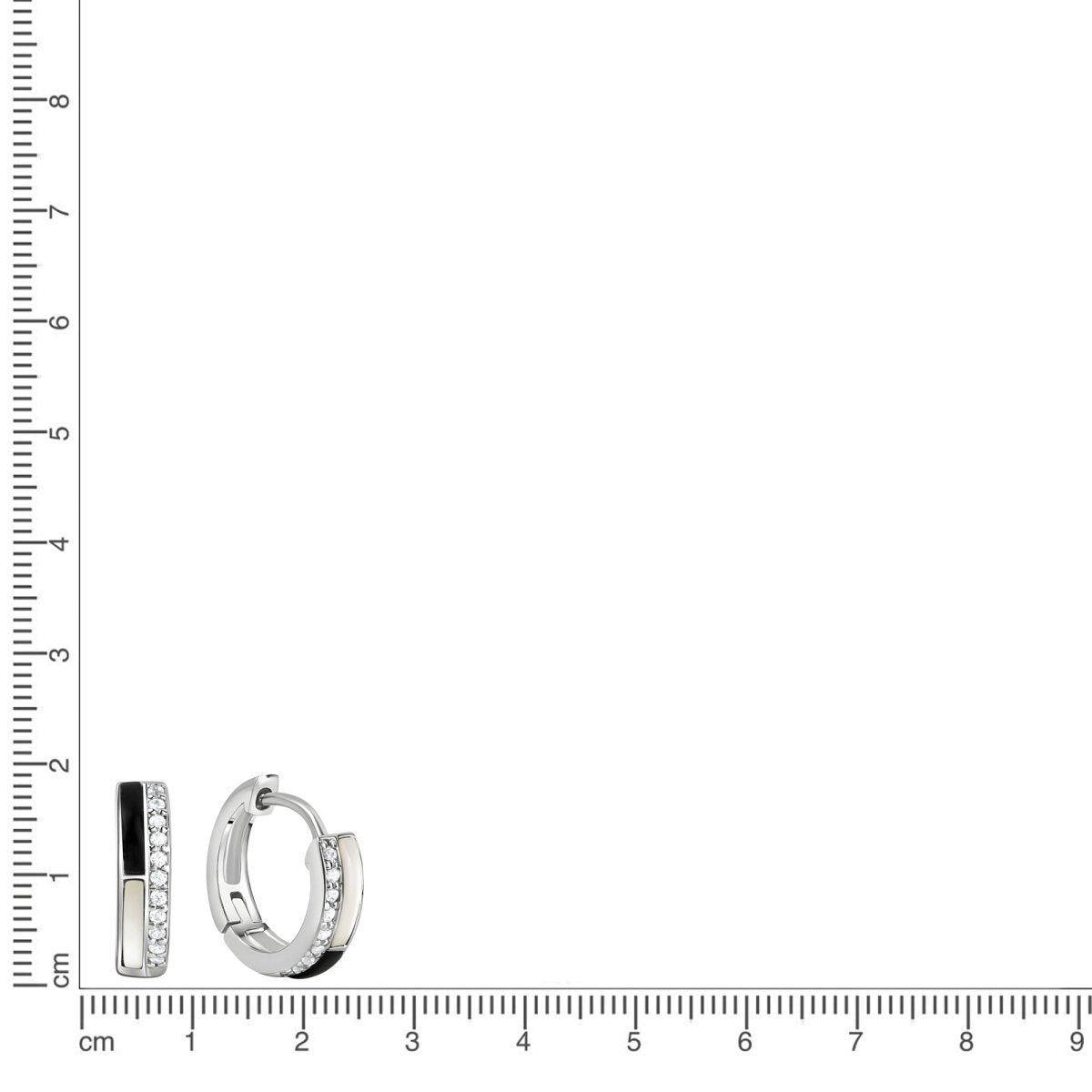 Creolen 925 Sterling Silber rhodiniert Perlmutt Onyx Zirkonia - Avrum