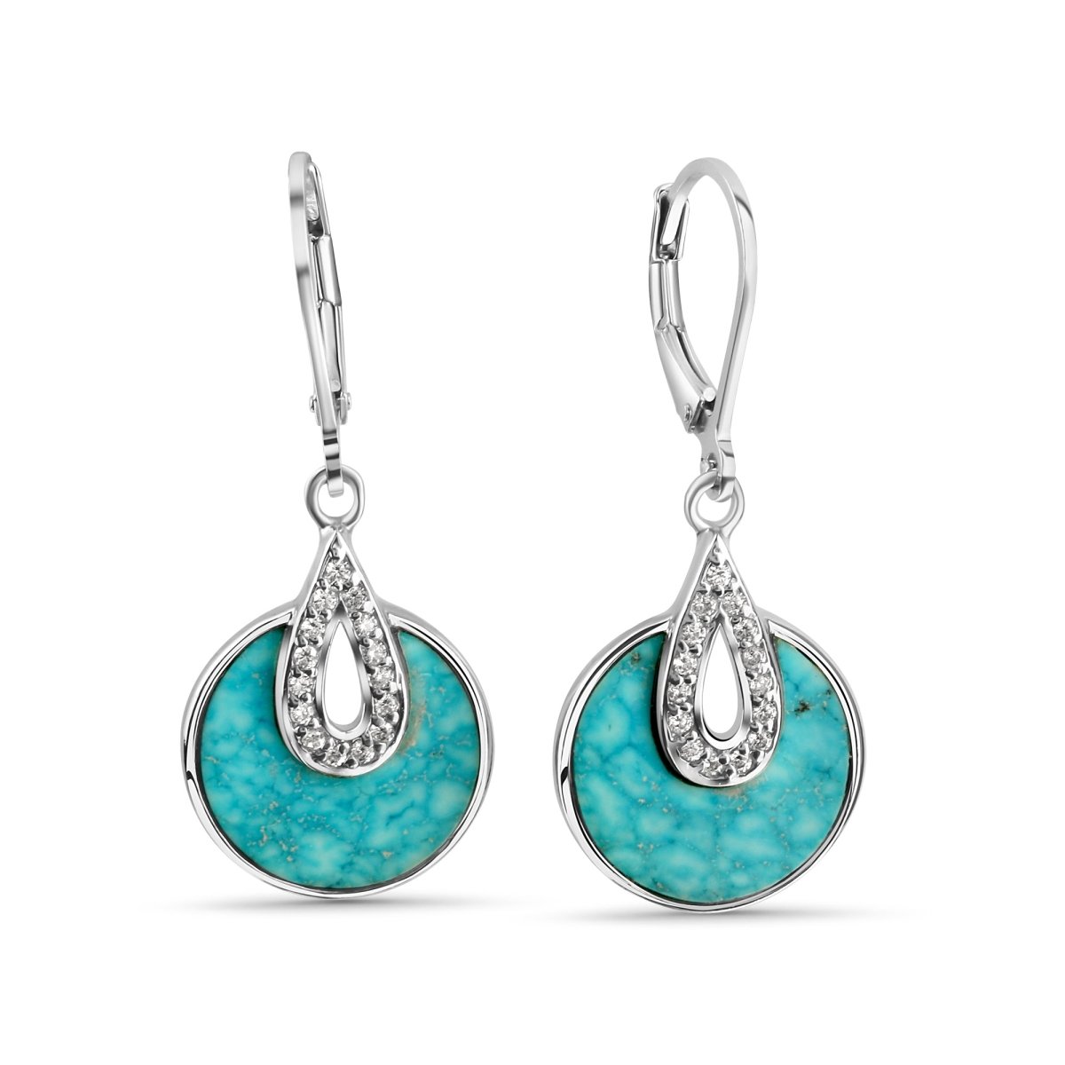 Ohrhänger 925 Sterling Silber rhodiniert Türkis - Avrum