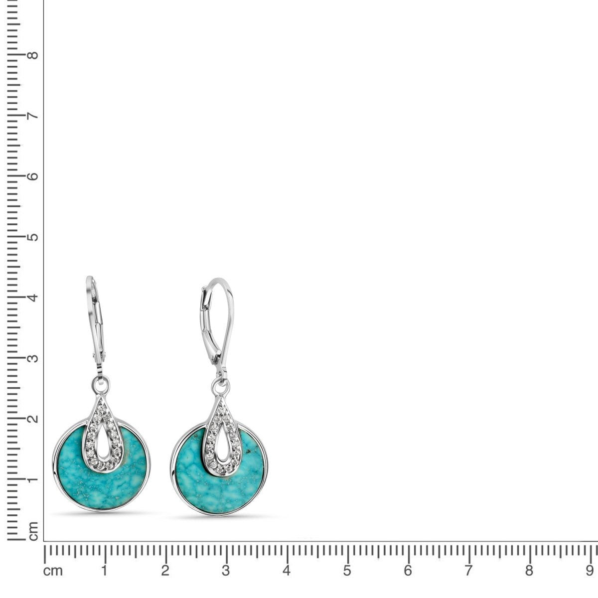 Ohrhänger 925 Sterling Silber rhodiniert Türkis - Avrum