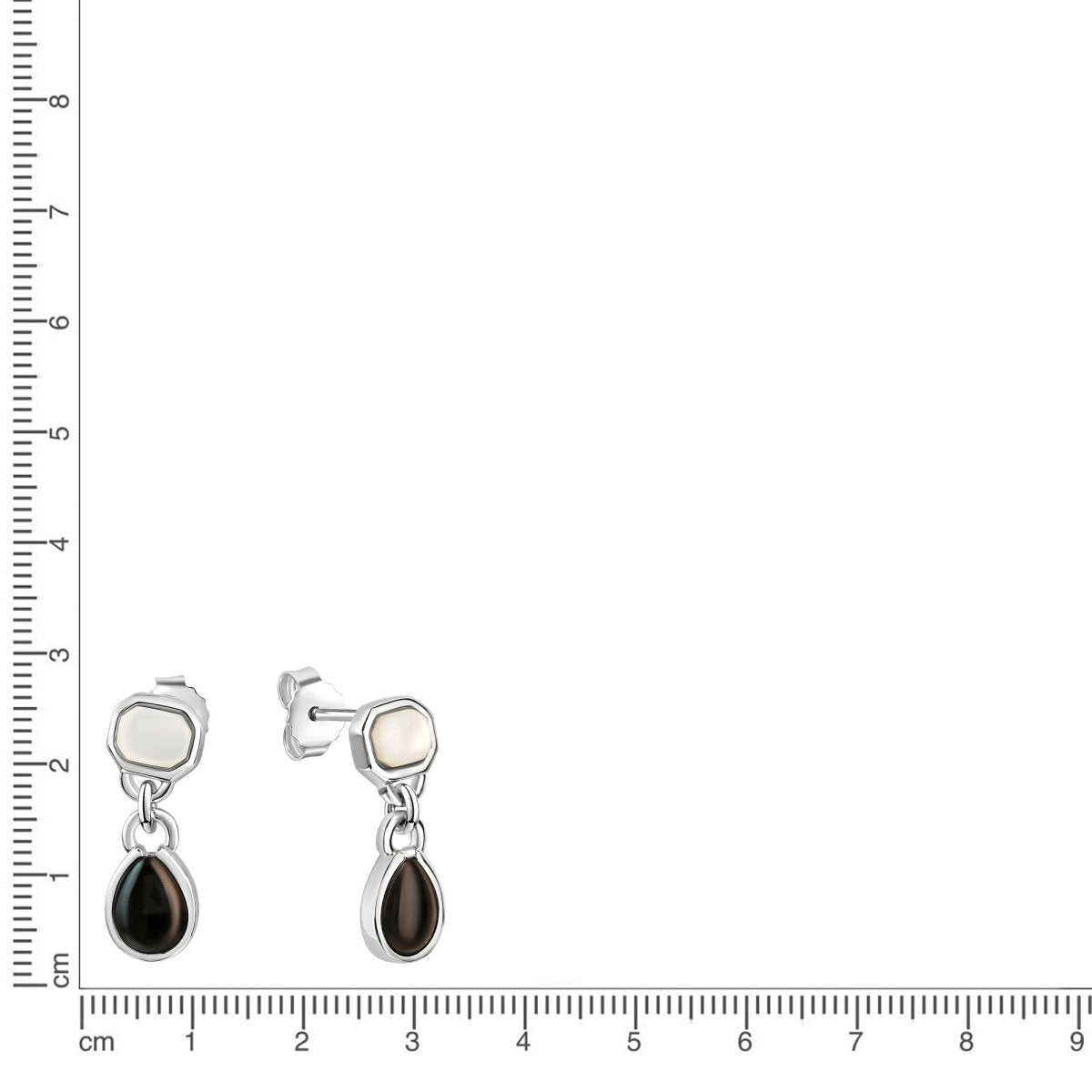 Ohrstecker 925 Sterling Silber rhodiniert Perlmutt und Onyx - Avrum