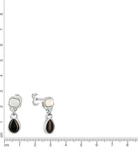 Ohrstecker 925 Sterling Silber rhodiniert Perlmutt und Onyx - Avrum