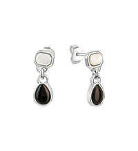 Ohrstecker 925 Sterling Silber rhodiniert Perlmutt und Onyx - Avrum