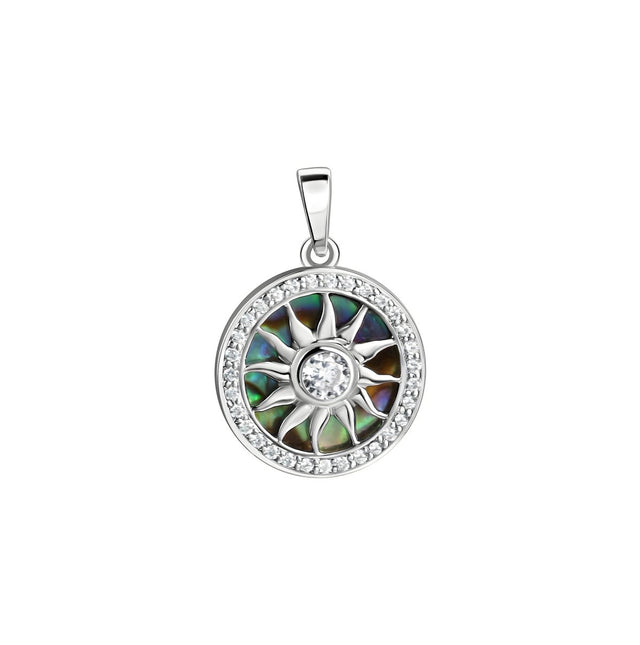 Anhänger 925 Sterling Silber rhodiniert Abalone grün Zirkonia - Avrum