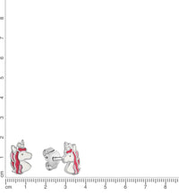Ohrstecker 925 - Sterling Silber rhodiniert Einhorn Lack - Avrum