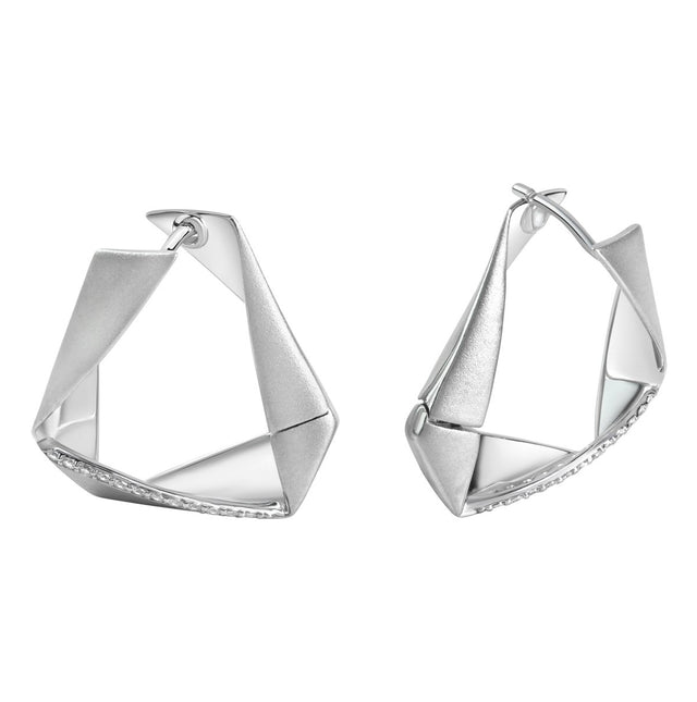 Klappcreolen 925 Sterling Silber rhodiniert Zirkonia - Avrum