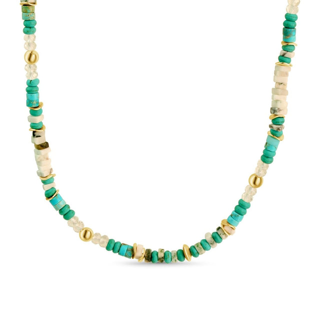 Kette 925 Sterling Silber vergoldet Türkis/Jaspis - Avrum