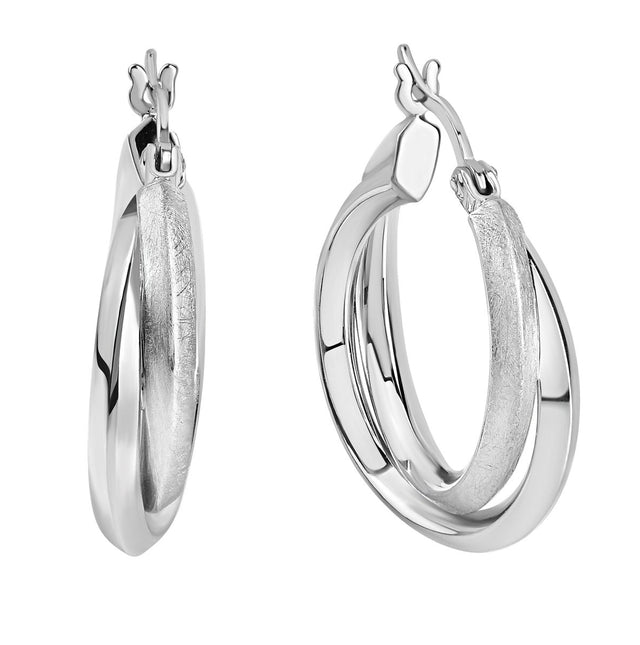 Creolen 925 Sterling Silber rhodiniert glanz/matt - Avrum