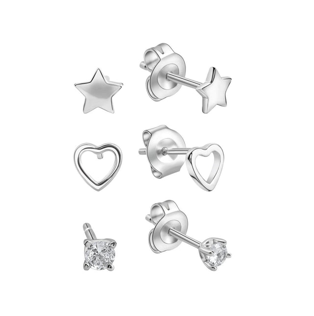 Ohrstecker 925 Sterling Silber rhodiniert 3 - teiliges Set - Avrum