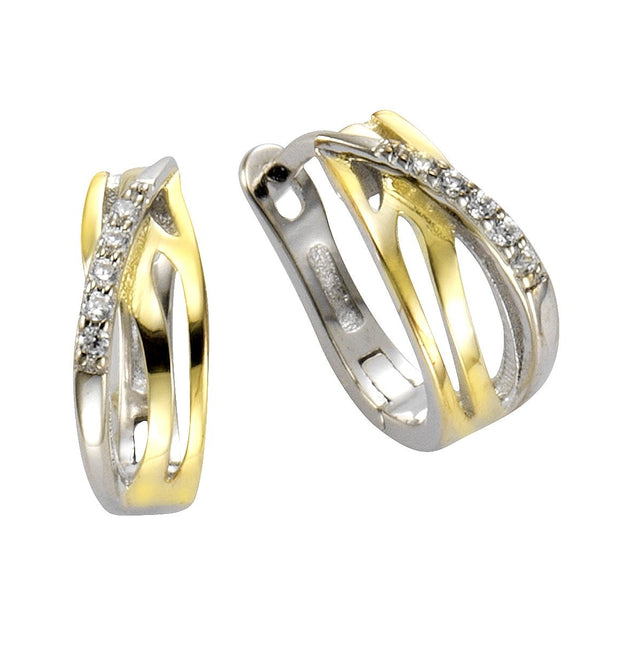 Creolen 925 Silber bicolor Zirkonia - Avrum