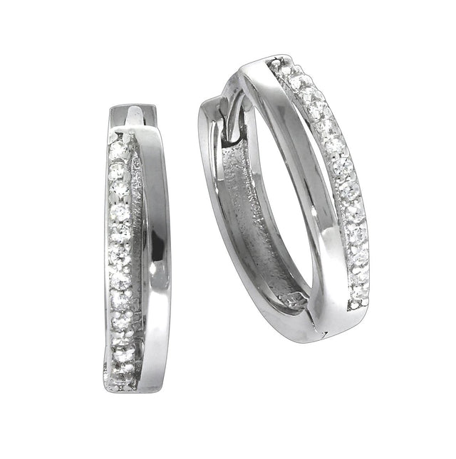 Klappcreolen 925 Silber Zirkonia rhodiniert - Avrum