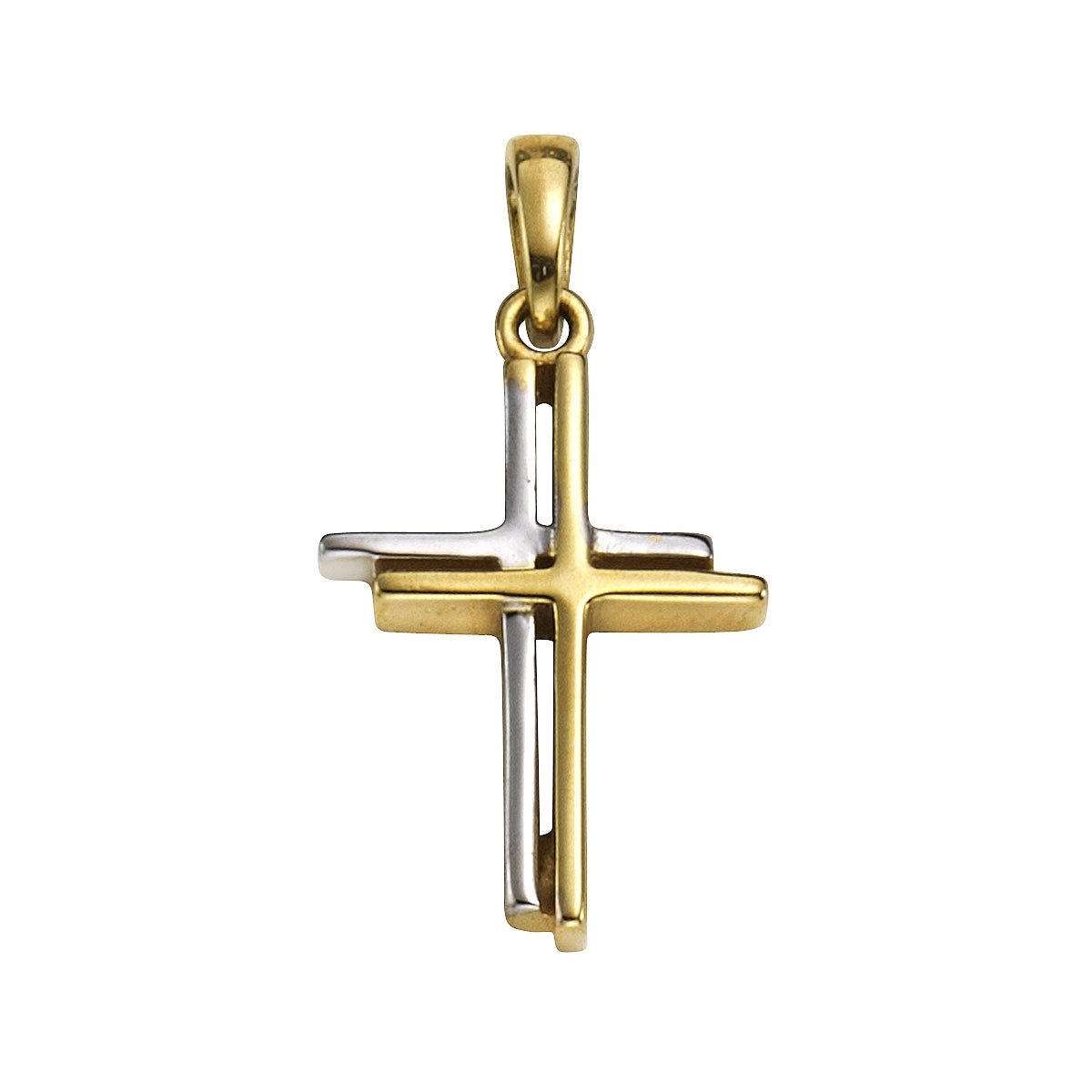 Anhänger 585 Gold Motiv Kreuz zweifarbig - Avrum