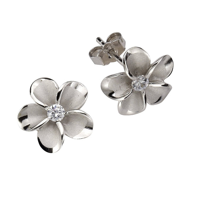 Ohrstecker 925 Sterling Silber Blume mit Zirkonia - Avrum