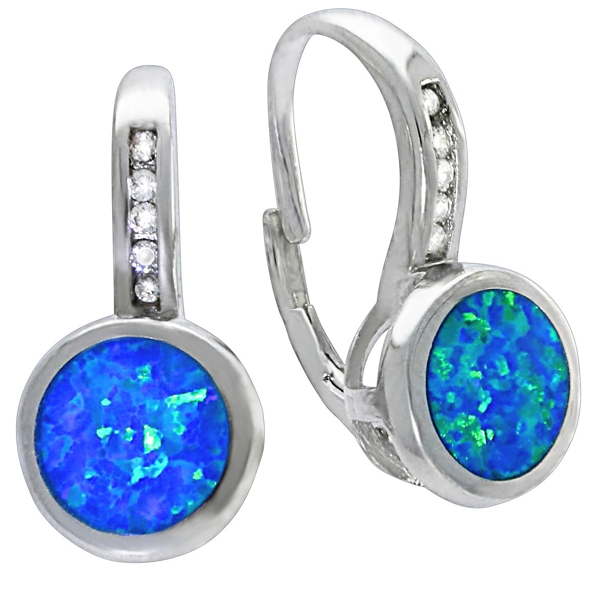 Ohrhänger 925 Sterling Silber rhodiniert synth. Opal - Avrum