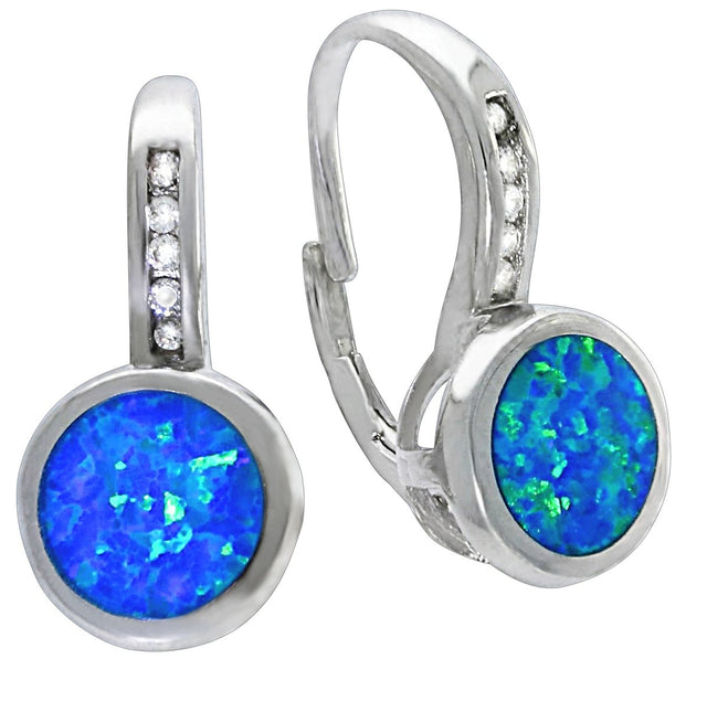 Ohrhänger 925 Sterling Silber rhodiniert synth. Opal - Avrum