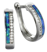 Creolen 925 Sterling Silber rhodiniert synth. Opal - Avrum