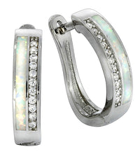 Creolen 925 Sterling Silber rhodiniert synth. Opal - Avrum