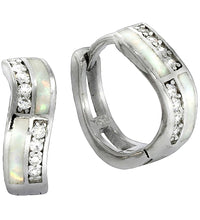 Klappcreolen 925 Sterling Silber rhodiniert synth.Opal blau und Zirkonia - Avrum