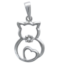 Anhänger 925 Sterling Silber Katze mit Zirkonia - Avrum