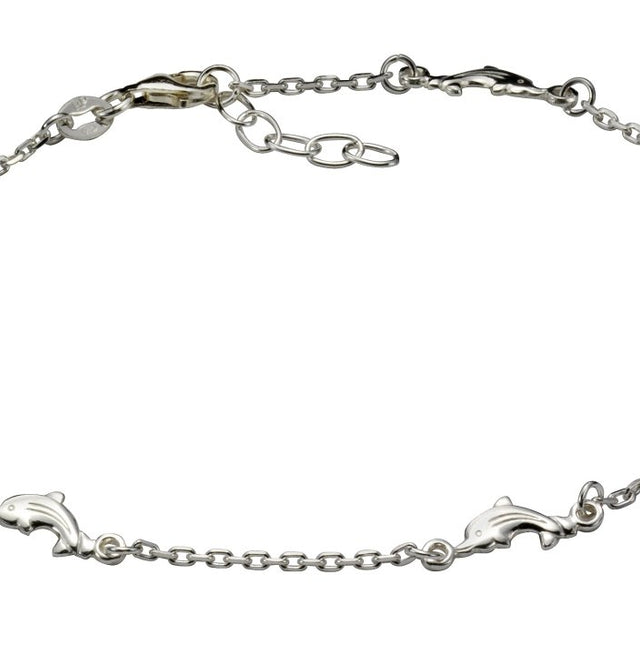 Fusskette 925 Silber rhodiniert Motiv Delfine - Avrum