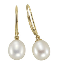 Ohrhänger 585 Gold Perle weiß 8 - 8,5mm - Avrum