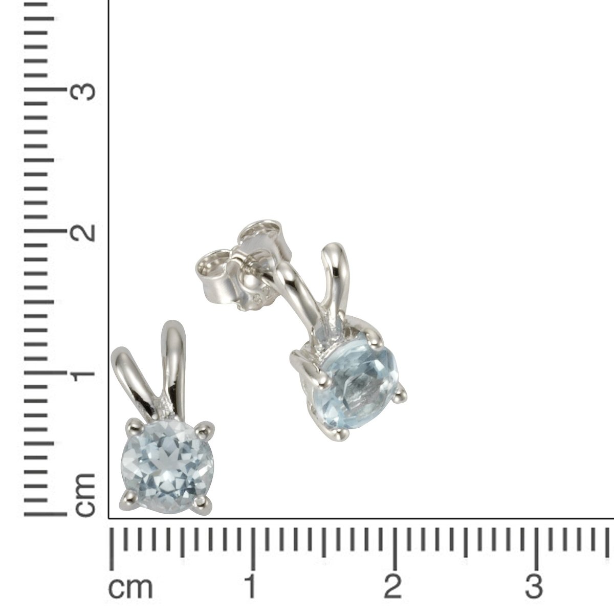 Ohrringe Silber 925 rhodiniert mit 2x Blautopas (beh.) 6mm - Avrum