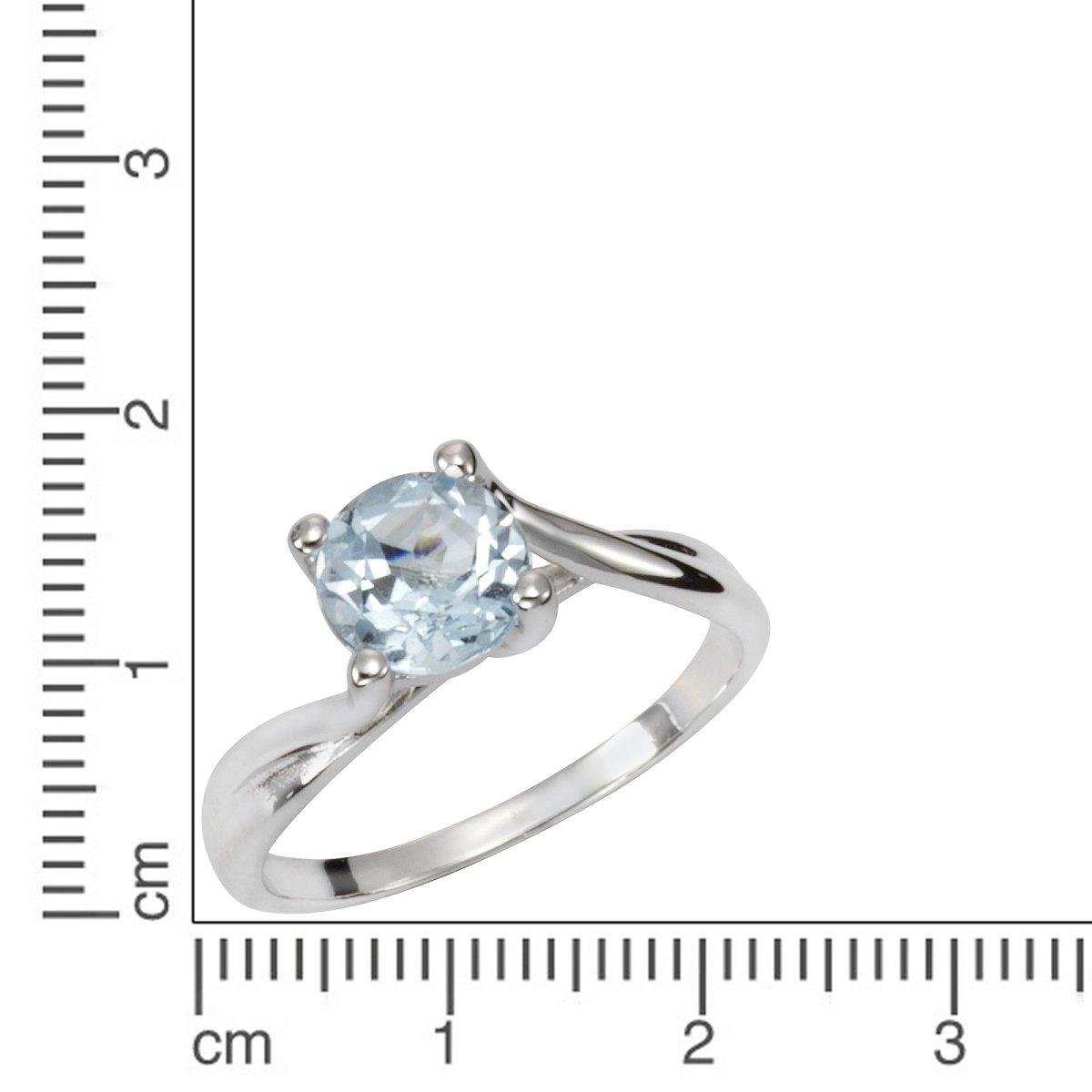 Ring Silber 925 rhodiniert mit Blautopas (beh.) 7mm - Avrum