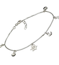 Fußkette 925 Sterling Silber rhodiniert maritime Motive - Avrum