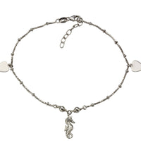 Fußkette 925 Silber rhodiniert Herz Seepferdchen - Avrum