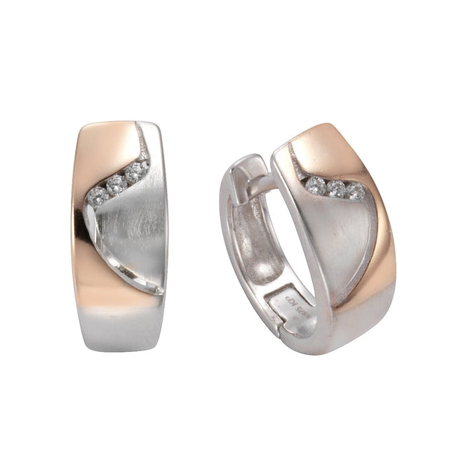 Klappcreolen 925 Silber bicolor Zirkonia - Avrum