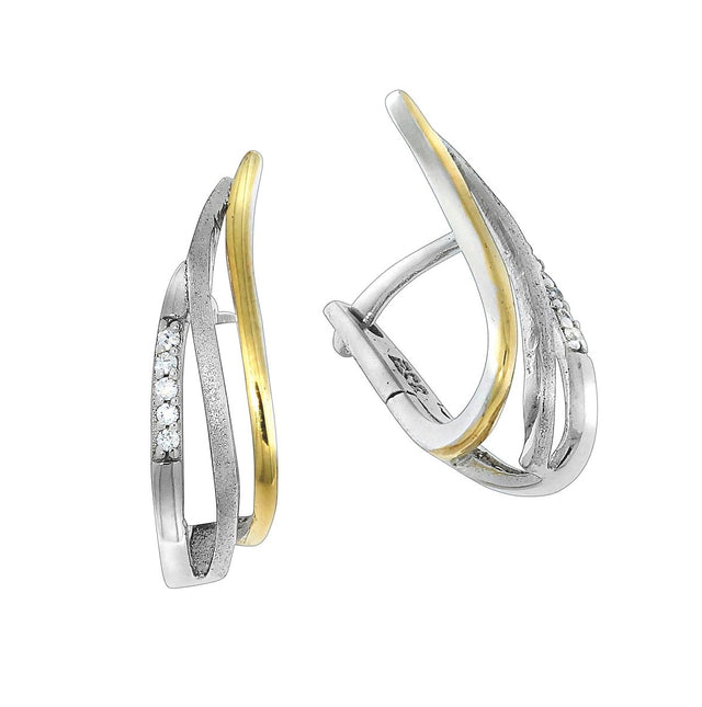 Klappcreolen 925 Silber bicolor Zirkonia - Avrum