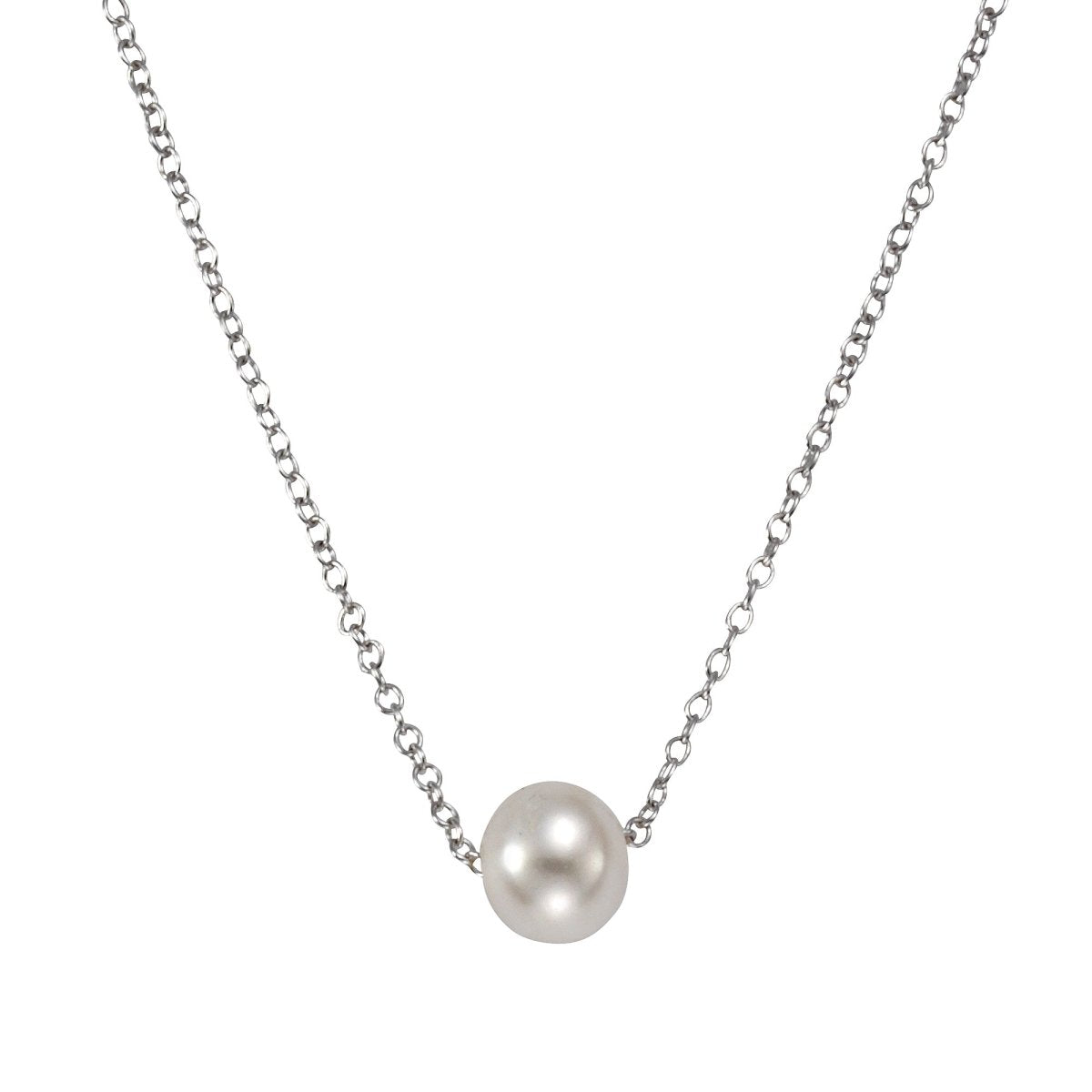 Collier 925 Silber rhodiniert Perle weiß - Avrum