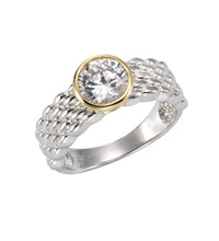 Ring 925 Silber zweifarbig Zirkonia weiß - Avrum