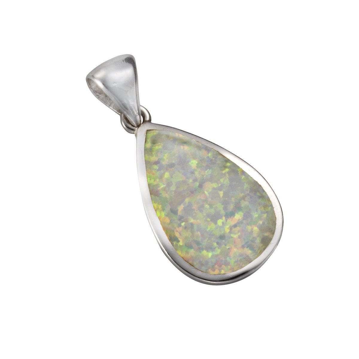 Anhänger 925 Sterling Silber synth. Opal weiß - Avrum
