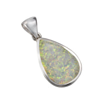 Anhänger 925 Sterling Silber synth. Opal weiß - Avrum