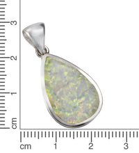 Anhänger 925 Sterling Silber synth. Opal weiß - Avrum