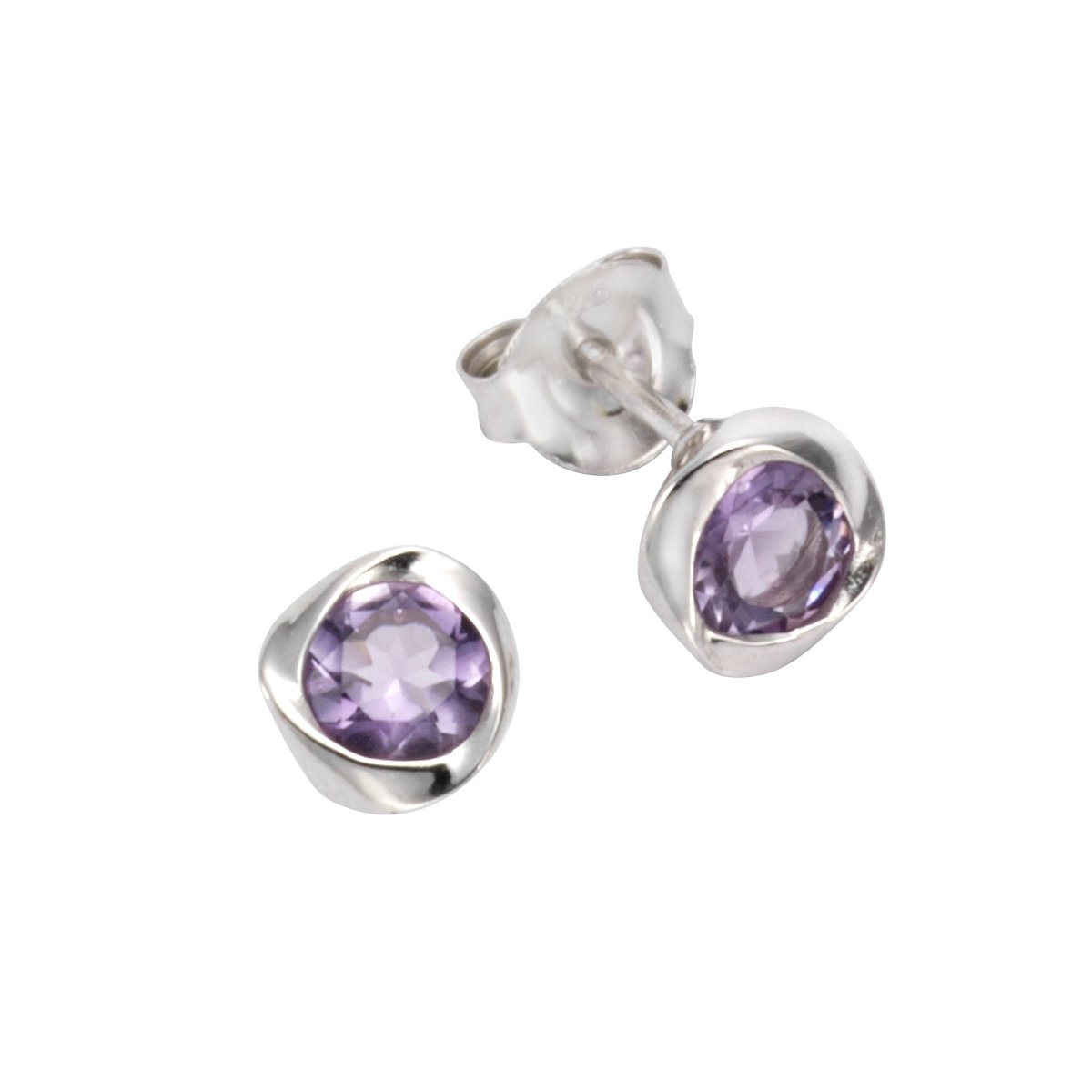 Ohrringe Silber 925 rhodiniert mit echtem Amethyst - Avrum