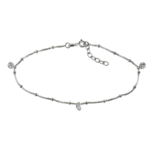 Fußkette 925 Silber rhodiniert Zirkonia weiß - Avrum