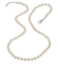 Collier 925 Silber rhodiniert mit Süßwasserzuchtperlen in weiß - Avrum