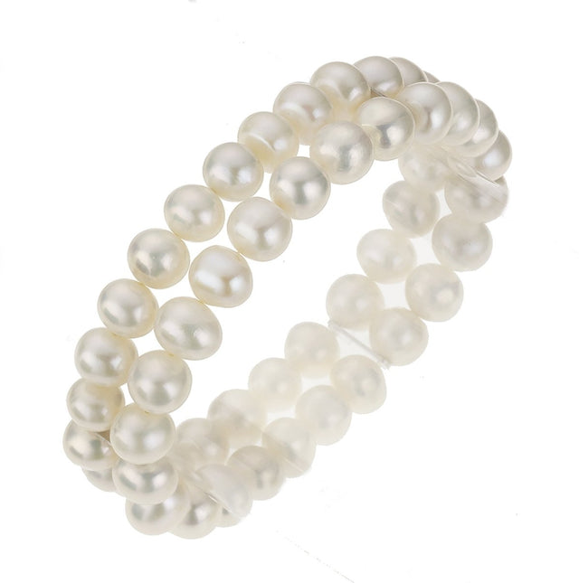Armband Süßwasserzuchtperlen weiß 8mm zweireihig - Avrum
