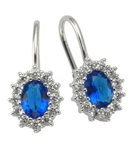 Ohrringe Silber 925 rhodiniert Glasstein blau & weiß - Avrum