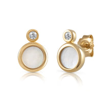 Ohrstecker 925 Silber vergoldet Perlmutt Zirkonia - Avrum