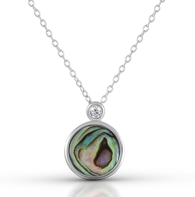 Collier 925 Silber rhodiniert Abalone Zirkonia - Avrum