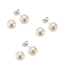 Ohrstecker 3er - Set 925 Silber Süßwasserzuchtperlen weiß 8mm - Avrum