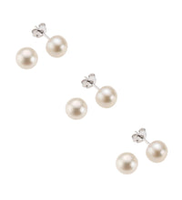 Ohrstecker 3er - Set 925 Silber rhodiniert Süßwasserzuchtperlen weiß 6mm - Avrum