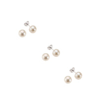 Ohrstecker 3er - Set 925 Silber Perlen weiß 3mm - Avrum