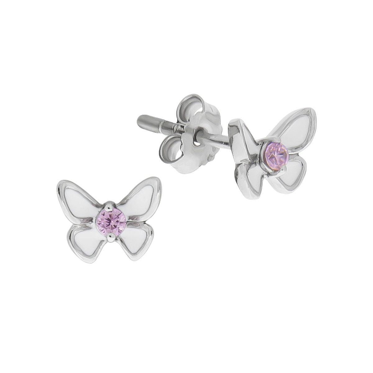 Ohrringe Silber 925 Schmetterling Zirkonia pink - Avrum